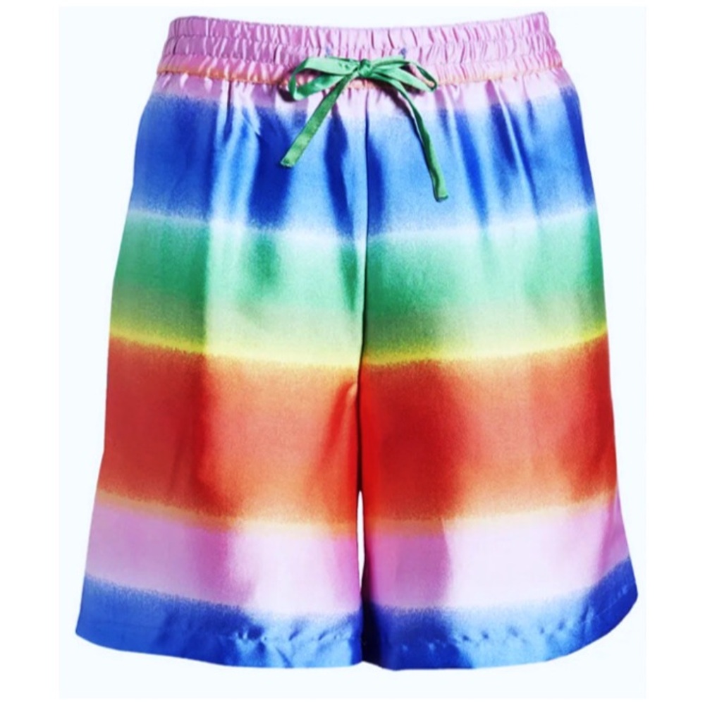 BP. : size S casual satin lightweight rainbow pride drawstring loungewear shorts
